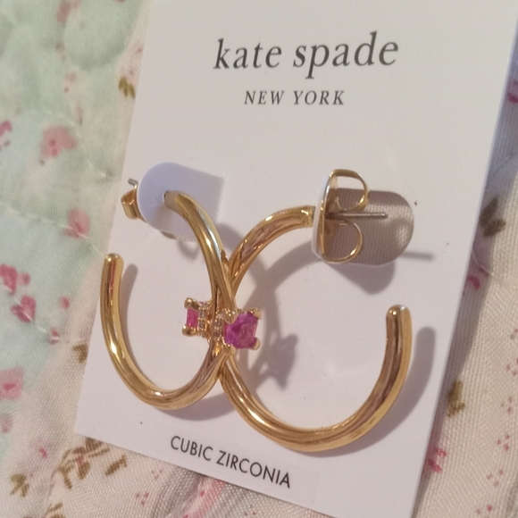 Kate Spade Little Luxuries Rose Gold Hoop Earrings - Picture 6 of 12